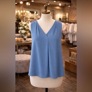 White House Black Market Soft Blue V-Neck Blouse
